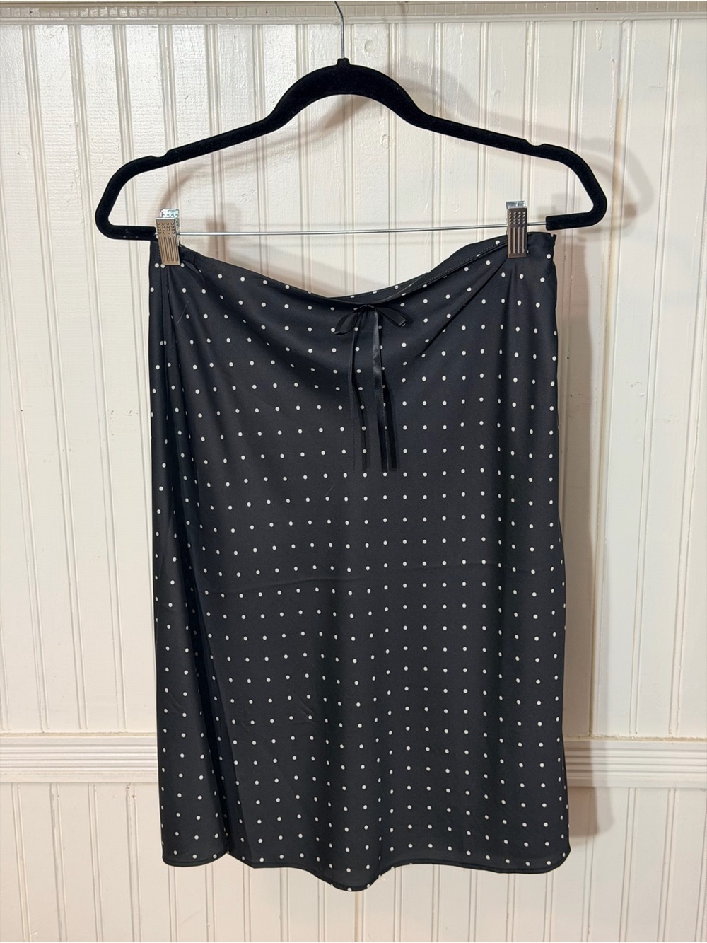 Monki Black Polka Dot Midi Skirt with Drawstring